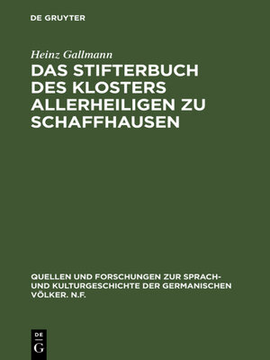 cover image of Das Stifterbuch des Klosters Allerheiligen zu Schaffhausen